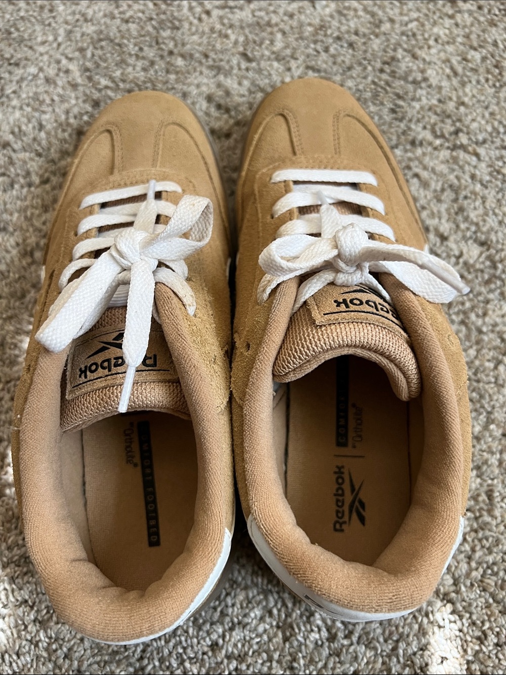 Reebok Suede Casual Sneakers in Tan with White Laces - Picture 3 of 9